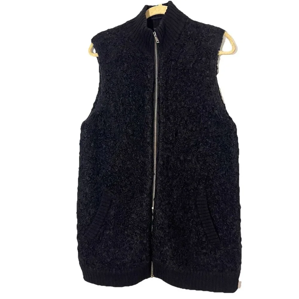 COS Sweater Vest Womens S Black Wool Mohair Boucle Knit Full Zip‎ Minimal Preppy